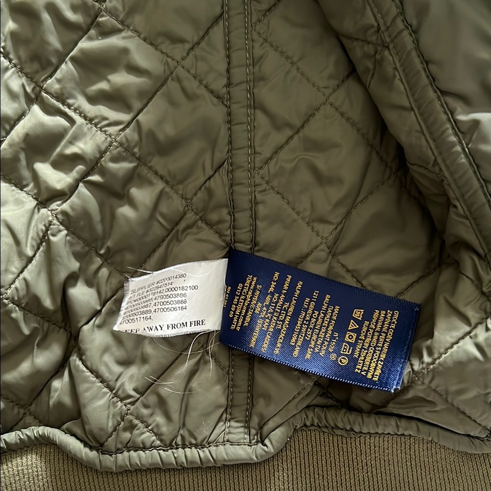 Ralph Lauren Olive Quilted Bomber Jacket - Picture 3 of 5
